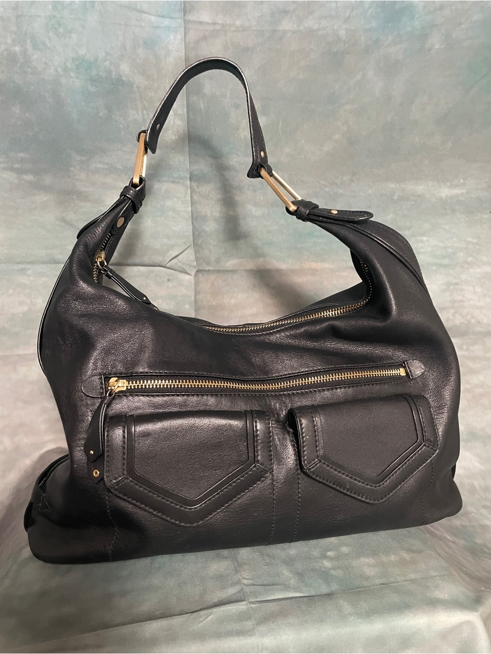 Cole Haan Black Leather Hobo Bag with Gold Hardware - Picture 9 of 12
